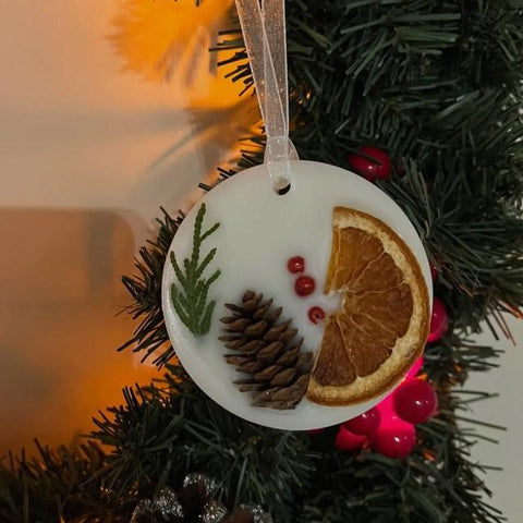 Scented Christmas tree ornament-Cozy HOME, 4 X 4", WHITE