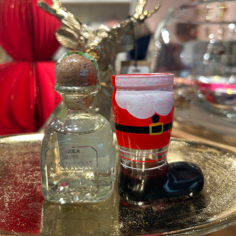 Hand-Painted Santa Boot Shaped Shot Glass