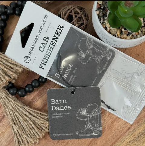 Car Freshener- Barn dance, 3 x 3 inches