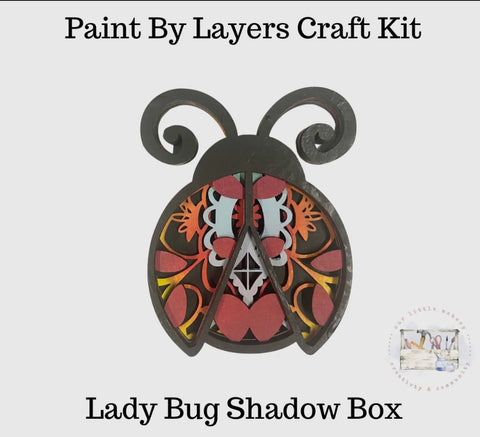 Paint by layers- Ladybug Shadow box, 6.5 x.2 x 6.5", Multi