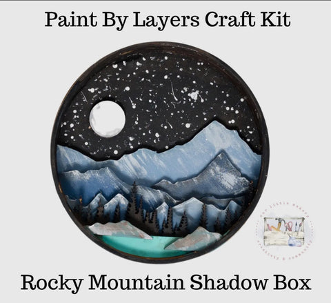 Paint by layers- Rocky Mountain Shadow box, 6.5 x 2 x 6.5", Multi