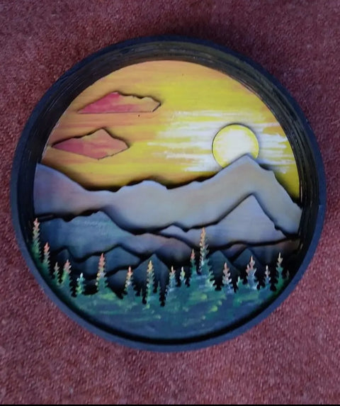 Paint by layers- Rocky Mountain Shadow box, 6.5 x 2 x 6.5", Multi