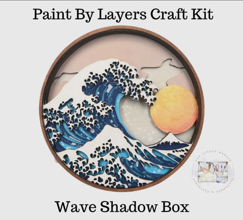 Paint by layers- Wave shadow box, 6.5 x 2 x6.5", multi