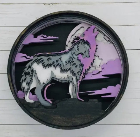 Wolf shadow box, 6.5 x2x6.5"