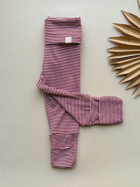 Organic Cotton + Bamboo Blend Leggings, 2/3T, Red Stripe