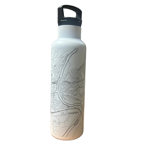 Easton Map Insulated Water Bottle, White
