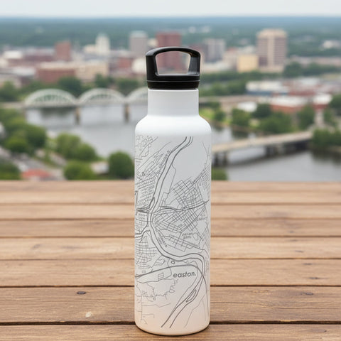 Easton Map Insulated Water Bottle, White
