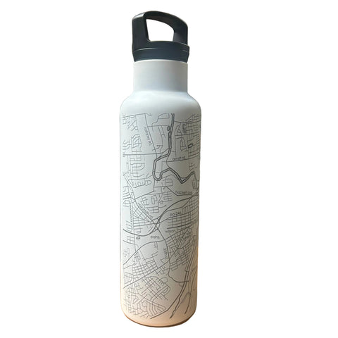 Easton Map Insulated Water Bottle, White
