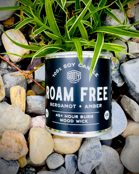 Roam Free Candle, Bergamot & Amber - Sooty Venture Co.