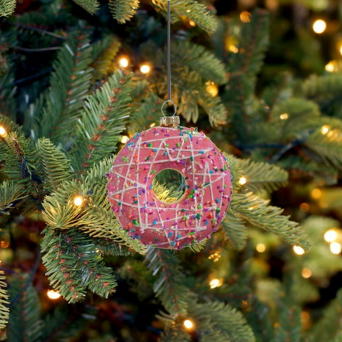 Iced Donut Ornament, Dark Pink