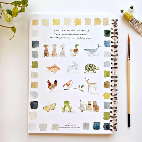 Animal Watercolor workbook, 7"x9", multi