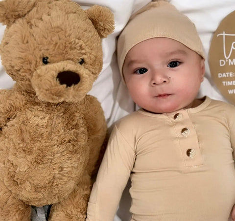 Top and Bottom Outfit Set Gender-Neutral Newborn Clothes - Sand - Stroller Society