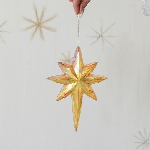 Iridescent Amber Star Of Bethlehem Ornament