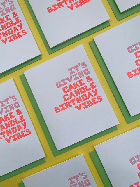 It's Giving Cake & Candle Birthday Vibes Card - Richie Designs