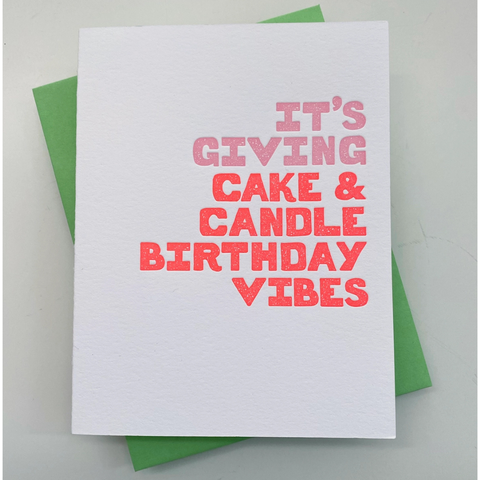 It's Giving Cake & Candle Birthday Vibes Card - Richie Designs