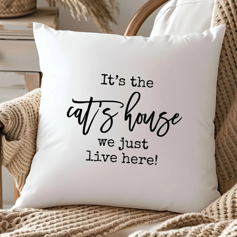 It's The Cat's House Throw Pillow