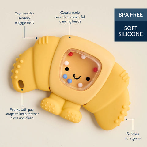 Itzy Ritzy Sweetie Shake Plus™ - Teething + Rattle Toy - Croissant