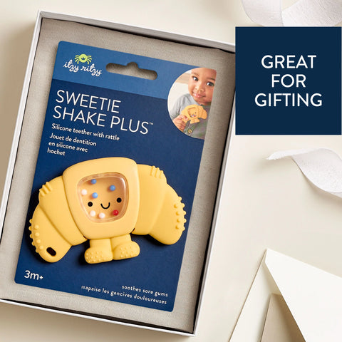 Itzy Ritzy Sweetie Shake Plus™ - Teething + Rattle Toy - Croissant