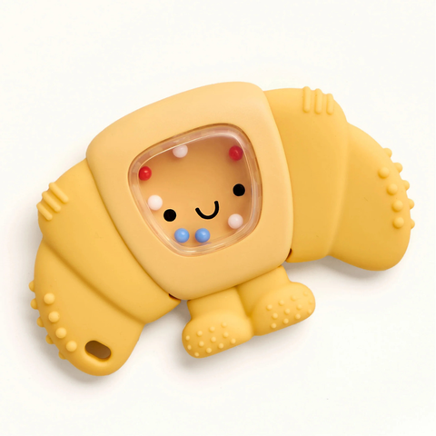 Itzy Ritzy Sweetie Shake Plus™ - Teething + Rattle Toy - Croissant