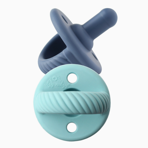 Itzy Ritzy Sweetie Soother™ Pacifier Set - Robin's Egg Blue + Navy Cables