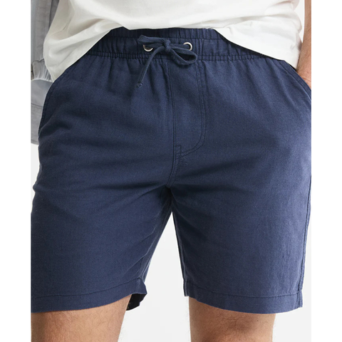 Jachs NY Linen Blend Drawstring Shorts - Indigo