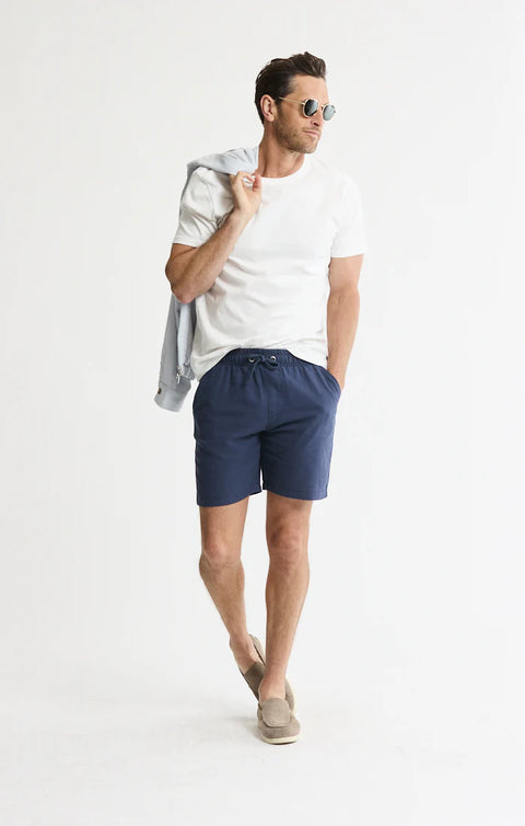 Jachs NY Linen Blend Drawstring Shorts - Indigo