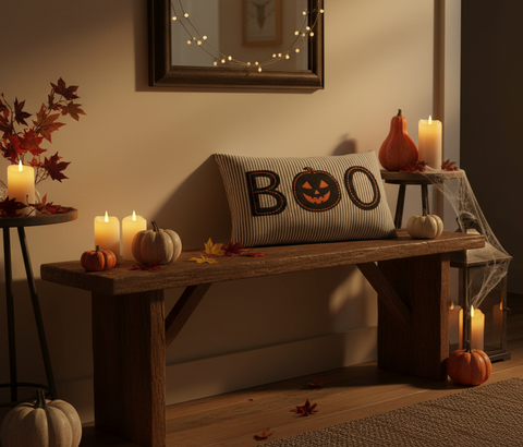 Jack-O-Lantern "BOO" Lumbar Pillow