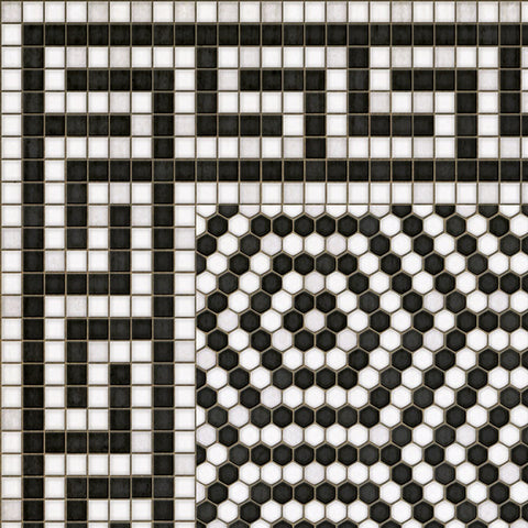 Mosaic E "Jackson Heights" Vinyl Floorcloth - Spicher & Co.