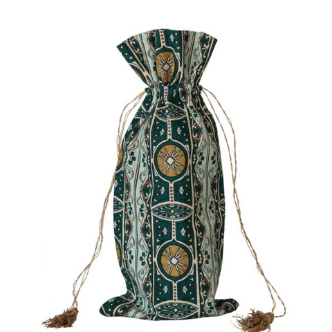 Jewel Box Drawstring Wine Bag - Emerald