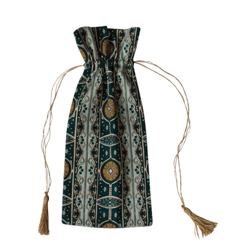 Jewel Box Drawstring Wine Bag - Emerald