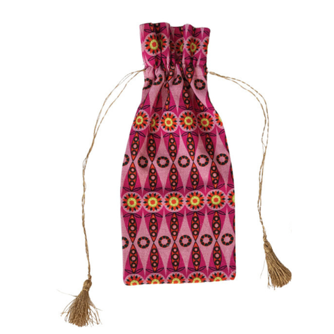 Jewel Box Drawstring Wine Bag - Magenta