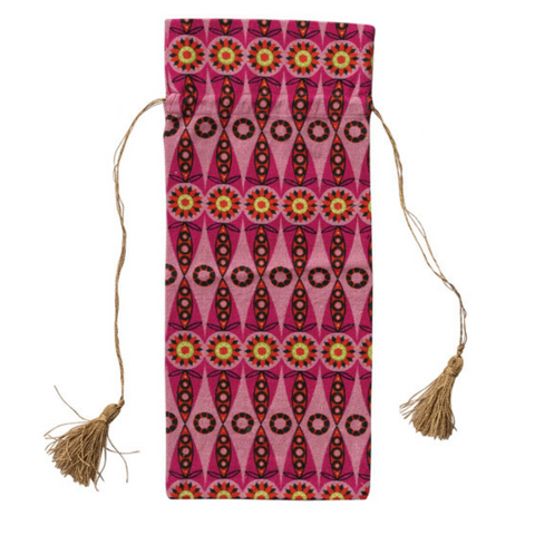 Jewel Box Drawstring Wine Bag - Magenta