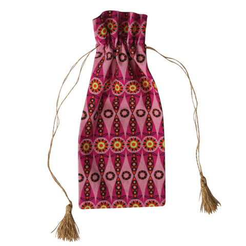 Jewel Box Drawstring Wine Bag - Magenta