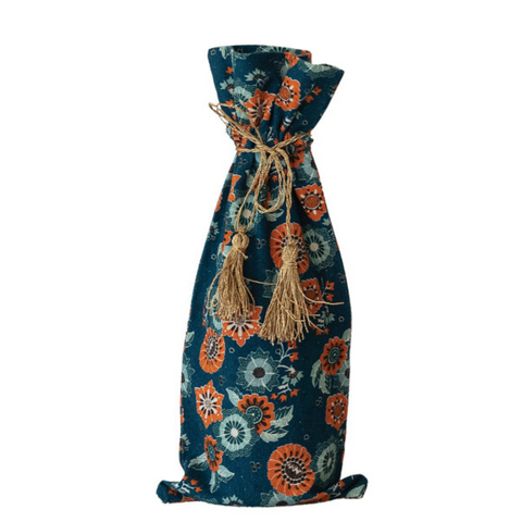 Jewel Box Drawstring Wine Bag - Sapphire