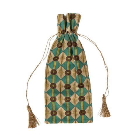 Jewel Box Drawstring Wine Bag - Teal