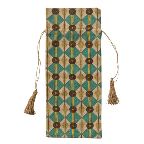 Jewel Box Drawstring Wine Bag - Teal