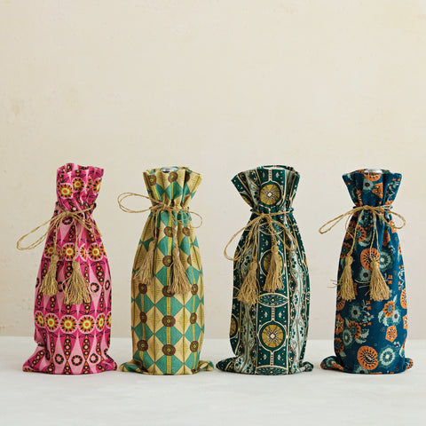 Jewel Box Drawstring Wine Bag - Emerald