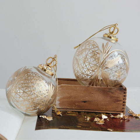 Jewel Box Etched Glass Ball Ornament