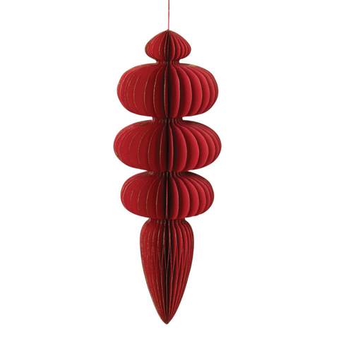 Jewel Box Oversized Honeycomb Finial Ornament - Ruby