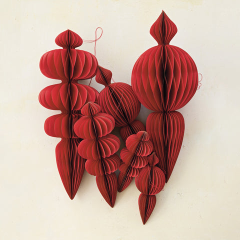 Jewel Box Oversized Honeycomb Finial Ornament - Ruby