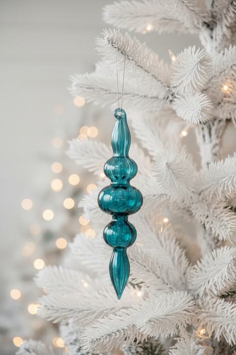 Jewel Box Sapphire Glass Finial Ornament - B