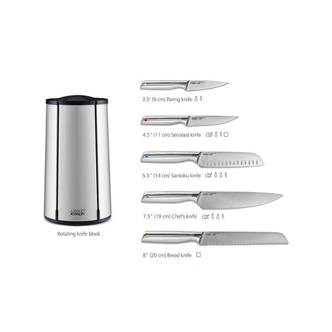 Joseph Joseph Elevate™ Steel Knives Carousel 5-piece Set
