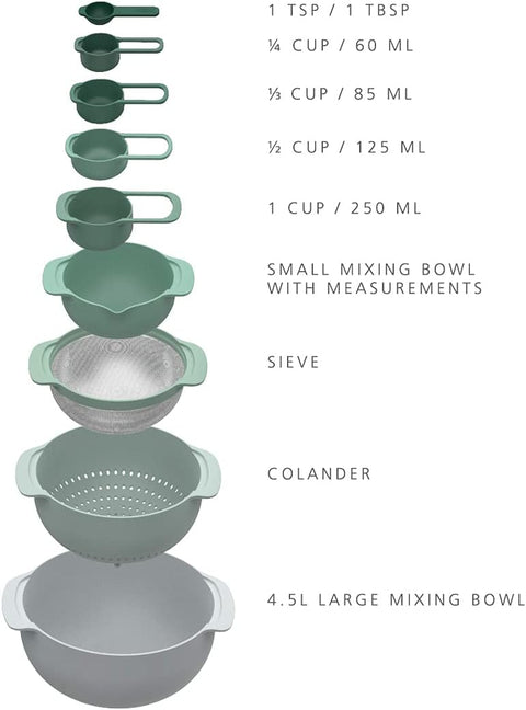 Joseph Joseph Nest™ 9 Plus Green Bowl Set - Sage