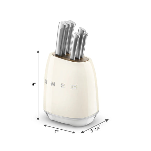 SMEG Knife Block Set, Cream