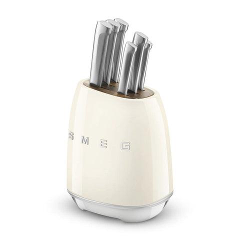 SMEG Knife Block Set, Cream