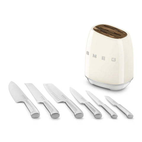 SMEG Knife Block Set, Cream