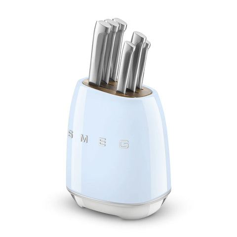 SMEG Knife Block Set, Pastel Blue