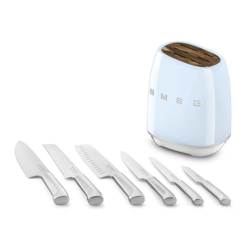 SMEG Knife Block Set, Pastel Blue