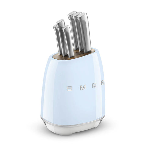 SMEG Knife Block Set, Pastel Blue
