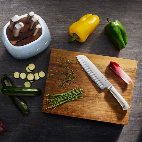 SMEG Knife Block Set, Pastel Blue